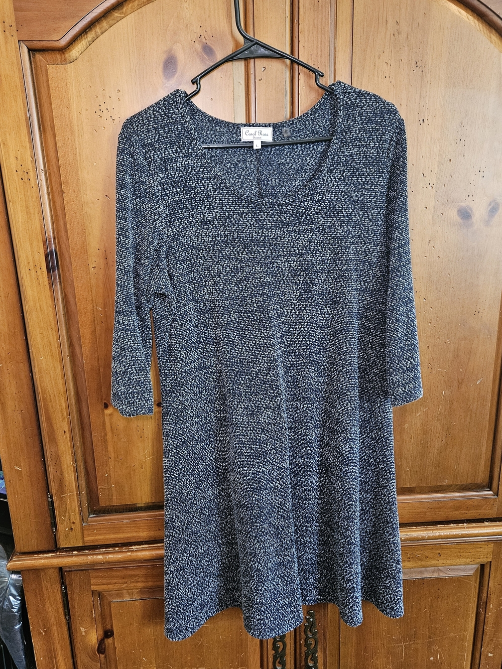 Carol Rose Navy & White Speckled Knit Midi Dress